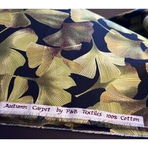 Autumn Carpet Leaves Brown Green Quilting Cotton Fabric P&B Textiles 45" x 44"